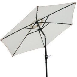 Rinse Bathrooms Cream Garden Parasol With Solar Powered Lights With Tilt And Crank Handle Outdoor Patio Umbrella Mechanism 2.5M - thumbnail 3