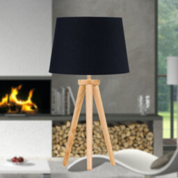 First Choice Lighting Voyage - Light Oak Table Lamp Or Bedside Light With Black Shade - thumbnail 4