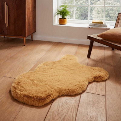 Mustard Plain Shaggy Luxurious Modern Rug For Living Room And Bedroom-60Cm X 90Cm ( Single) - image 1