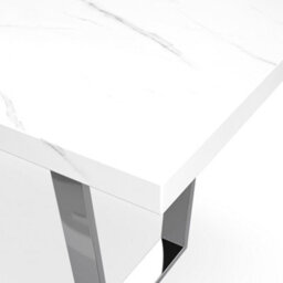 More4Homes Aria Dining Table And Chairs - White Marble Effect Top W Chrome Legs + 6 Monza Faux Leather Dining Chairs W Chrome Legs (Grey) - thumbnail 4