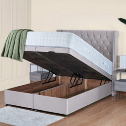 UKBEDFURNITURE Francesca Plush Silver End Opening Divan Ottoman Bed With 54 Inch Headboard - thumbnail 2