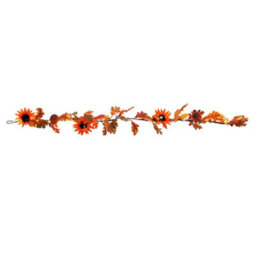 Darphe 6Ft Thanksgiving Decoration Simulation Sunflower Autumn Wreath Vine Hanging With Led Lights - thumbnail 3