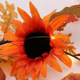 Darphe 6Ft Thanksgiving Decoration Simulation Sunflower Autumn Wreath Vine Hanging With Led Lights - thumbnail 6
