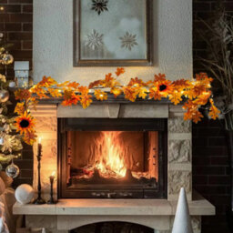 Darphe 6Ft Thanksgiving Decoration Simulation Sunflower Autumn Wreath Vine Hanging With Led Lights - thumbnail 2