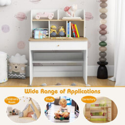 Costway Wooden Kids Desk Children Writing Table With Hutch & Drawer - thumbnail 6