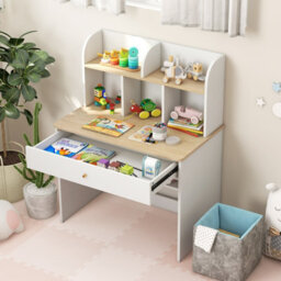 Costway Wooden Kids Desk Children Writing Table With Hutch & Drawer - thumbnail 8