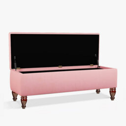 Lisbon Plain 120Cm Ottoman Storage Bench - Plush Velvet Shoe Bench - Pink Upholstery Footstool With Storage - thumbnail 2