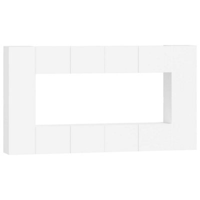 Berkfield Classic 8 Piece Tv Cabinet Set White Engineered Wood - image 1