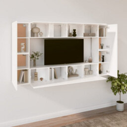 Berkfield Classic 8 Piece Tv Cabinet Set White Engineered Wood - thumbnail 3