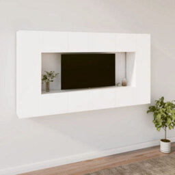 Berkfield Classic 8 Piece Tv Cabinet Set White Engineered Wood - thumbnail 2