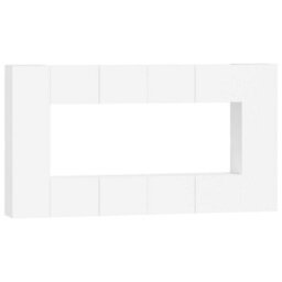 Berkfield Classic 8 Piece Tv Cabinet Set White Engineered Wood - thumbnail 1