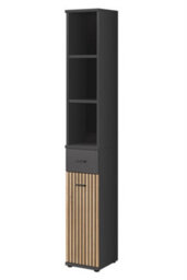 Arte Marco Tall Hallway Cabinet: Slim Hinged Door Storage Solution - W300mm X H2030mm X D320mm In Oak Artisan & Anthracite