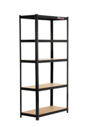 Rhino Racking 4 Bays - 180 X 90 X 40Cm - Black - 5 Tier Boltless Heavy Duty Garage Shelving Unit - 1000Kg Load Weight - thumbnail 1
