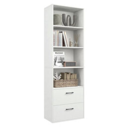 6 Tier Tall Bookshelf Wood Bookcase Organizer Display Storage Shelf W/ 2 Drawers - thumbnail 5