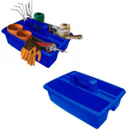 Blue Large Cleaning Caddy Plastic Basket Tote Tidy Tray Handle Carry All Organiser - thumbnail 1