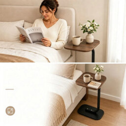 C Shaped Side Table C-Shaped Side Table Portable Corner Small Snack Coffee Table - thumbnail 6