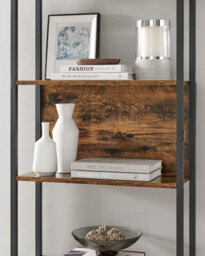 Songmics Bookcase, 6 Shelf Unit Bookcase, Steel Structure, For Living Room, Hallway, Office, Industrial, Rustic Brown And Black - thumbnail 5