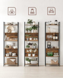 Songmics Bookcase, 6 Shelf Unit Bookcase, Steel Structure, For Living Room, Hallway, Office, Industrial, Rustic Brown And Black - thumbnail 6