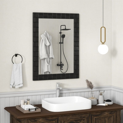 Costway Wooden Framed Wall Mirror Vertical & Horizontal Mounting Rectangular Mirror - image 1