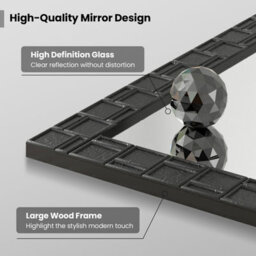 Costway Wooden Framed Wall Mirror Vertical & Horizontal Mounting Rectangular Mirror - thumbnail 7