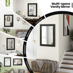 Costway Wooden Framed Wall Mirror Vertical & Horizontal Mounting Rectangular Mirror - thumbnail 9