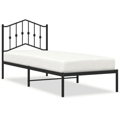 Berkfield Classic Metal Bed Frame Without Mattress With Headboard Black 80X200Cm
