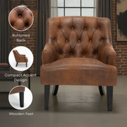 Faux Leather Suede Cream Lydia Accent Chair - thumbnail 8