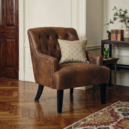Faux Leather Suede Cream Lydia Accent Chair - thumbnail 9