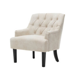 Faux Leather Suede Cream Lydia Accent Chair - thumbnail 4