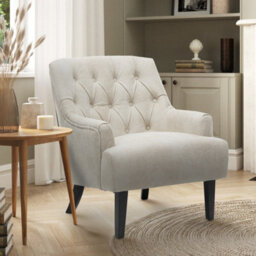 Faux Leather Suede Cream Lydia Accent Chair - thumbnail 1