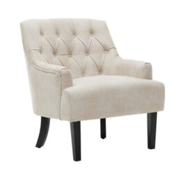 Faux Leather Suede Cream Lydia Accent Chair - thumbnail 2