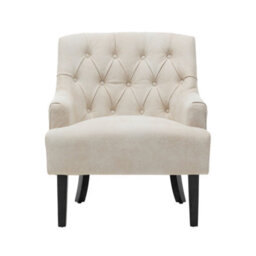 Faux Leather Suede Cream Lydia Accent Chair - thumbnail 3