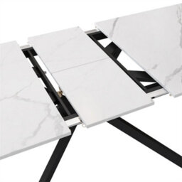 Abrihome Extendable Dining Table, Automatically Extendable Dining Table With Marble Top & Cross Legs, Coffee/leisure Table, Black And White - thumbnail 3