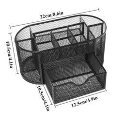 Black Metal Mesh Desk Organizer Set, Multi-Functional Office Desk Tidy With Pencil Pot - thumbnail 2