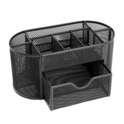 Black Metal Mesh Desk Organizer Set, Multi-Functional Office Desk Tidy With Pencil Pot - thumbnail 3