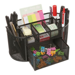 Black Metal Mesh Desk Organizer Set, Multi-Functional Office Desk Tidy With Pencil Pot