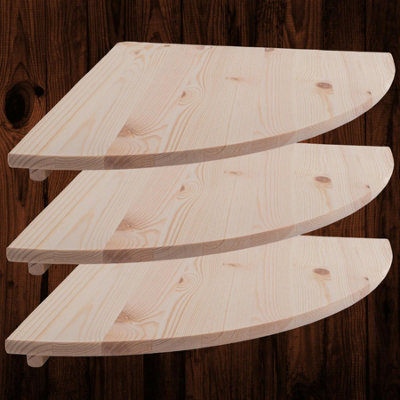 Woodeedoo Triangle Wooden Corner Shelves Pack Of 3 With Visible Supports Wall Mounted Storage Unit 40 X 40 X 1.4 Cm - image 1