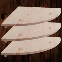 Woodeedoo Triangle Wooden Corner Shelves Pack Of 3 With Visible Supports Wall Mounted Storage Unit 40 X 40 X 1.4 Cm - thumbnail 1