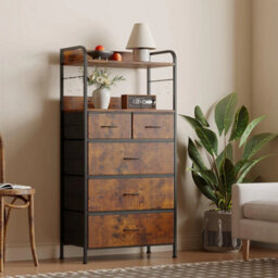 Tiger Stripes Fabric Chest Of Drawers Bedroom Organizer Unit 5 Drawer Dresser - thumbnail 5