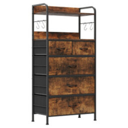 Tiger Stripes Fabric Chest Of Drawers Bedroom Organizer Unit 5 Drawer Dresser - thumbnail 1