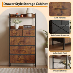 Tiger Stripes Fabric Chest Of Drawers Bedroom Organizer Unit 5 Drawer Dresser - thumbnail 4