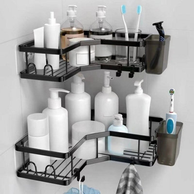 3Pcs Corner Shower Caddy No Drill Rustproof Bathroom Rack Set Metal Baskets Set - image 1
