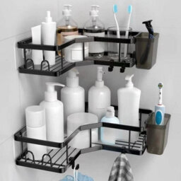 3Pcs Corner Shower Caddy No Drill Rustproof Bathroom Rack Set Metal Baskets Set - thumbnail 1