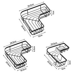 3Pcs Corner Shower Caddy No Drill Rustproof Bathroom Rack Set Metal Baskets Set - thumbnail 2