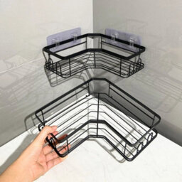3Pcs Corner Shower Caddy No Drill Rustproof Bathroom Rack Set Metal Baskets Set - thumbnail 3