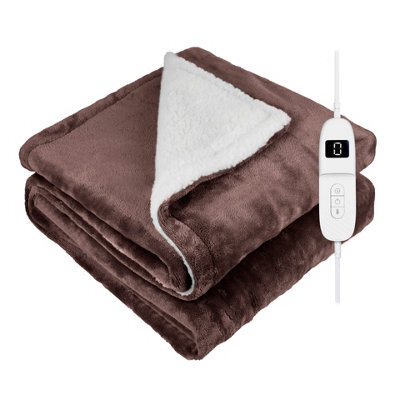 DMD Collective Dmd Heated Electric Blanket Throw Fleece Sherpa 9 Heat & Timer Settings 120X160Cm - Chocolate Brown - image 1