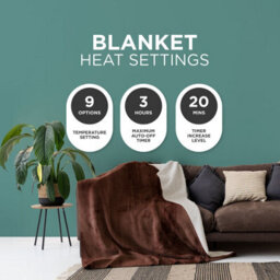 DMD Collective Dmd Heated Electric Blanket Throw Fleece Sherpa 9 Heat & Timer Settings 120X160Cm - Chocolate Brown - thumbnail 3