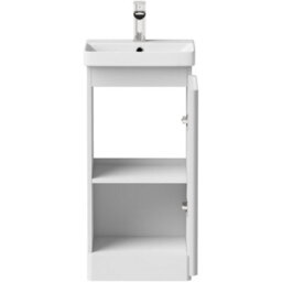 Affine Bathroom Cloakroom Vanity Unit Wash Basin Cabinet Cupboard Storage White 400mm - thumbnail 6