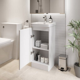 Affine Bathroom Cloakroom Vanity Unit Wash Basin Cabinet Cupboard Storage White 400mm - thumbnail 4