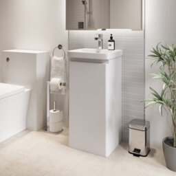 Affine Bathroom Cloakroom Vanity Unit Wash Basin Cabinet Cupboard Storage White 400mm - thumbnail 3